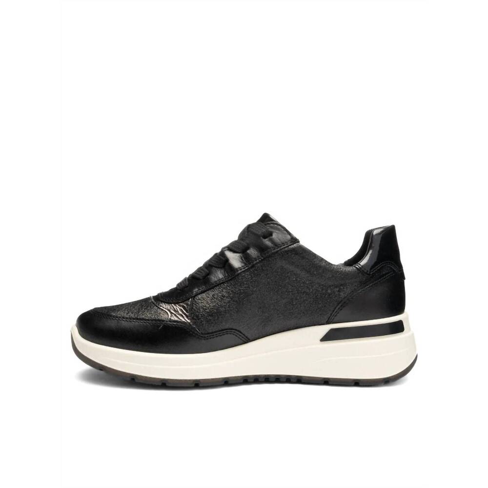 NEW ARA women's gardenia sneaker in black/steel/mirror - Picture 2 of 4